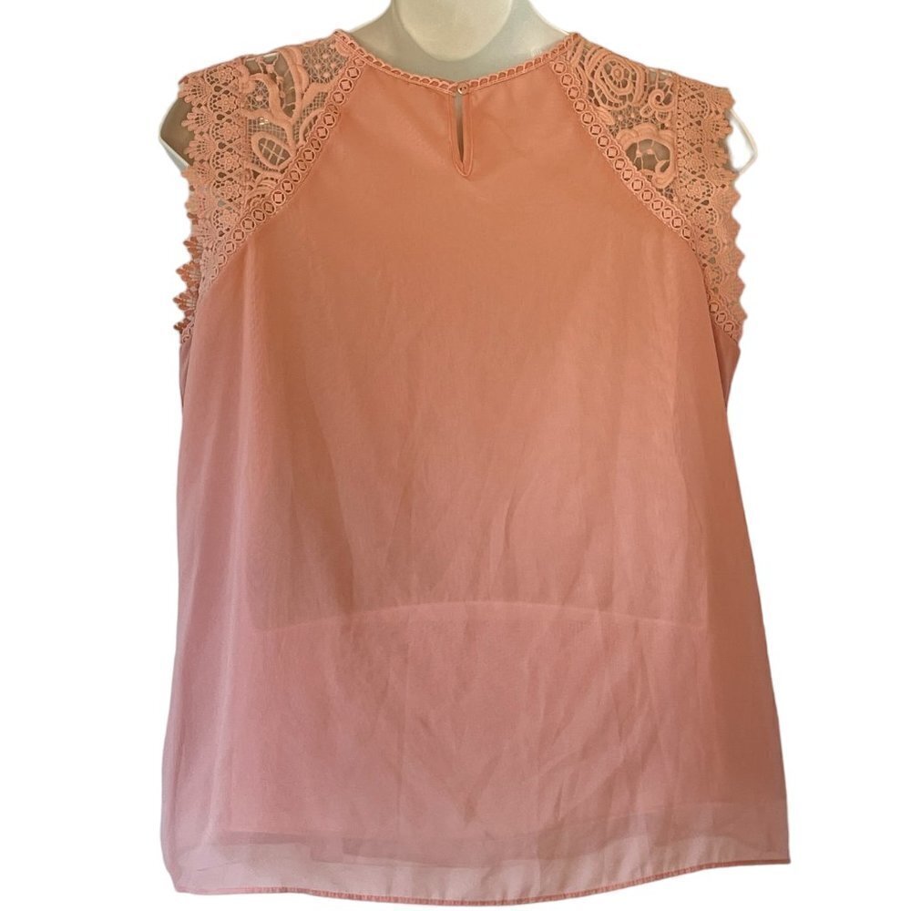 Forgotten Grace Mauve Sleeveless Top has Crocheted Lace Cap Sleeves Plus Size 1X - Picture 6 of 8